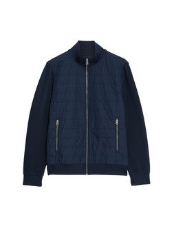 M&S Autograph Cotton Rich Zip Up Quilted Jacket, Dark Navy, £48