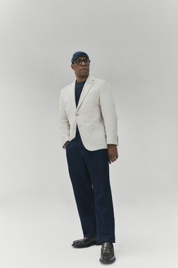 M&S Blazer £99, T-shirt £18, Jean £35, Hat £16, Shoe £65