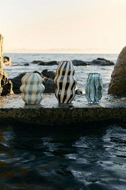 M&S CERAMIC STRIPE VASE £19.50 / M&S LARGE STRIPED CERAMIC VASE £24.50 / M&S BRIGHT COLOUR GLASS VASE £12​