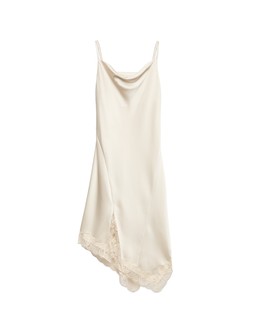M&S Satin Cowl Neck Lace Insert Midi Slip Dress, £48