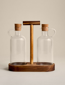 m&s Set of 2 Glass Oil Pourers with Caddy £16