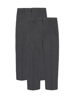 M&S 2pk Boys Slim Leg school Trousers 2-18 Yrs £11-17
