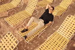 M&S CROCHET SHIRT £40, AUTOGRAPH BLACK T-SHIRT £20, LINEN TROUSERS £40, SANDLE £45, SUNGLASSES £18