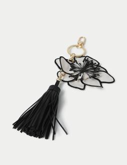 M&S Collection Black Flower Tassel Bag Charm Keyring £16.50 (2)