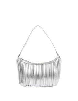 M&S Collection Faux Leather Pleated Shoulder Bag Silver £29.50