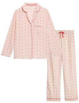 M&S Cotton Rich Checked Heart Print Pyjama Top £18, M&S Cotton Rich Checked Heart Print Pyjama Bottoms £18