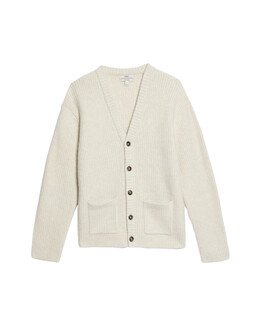 Supersoft Ribbed V-Neck Cardigan with Wool Ecru £35